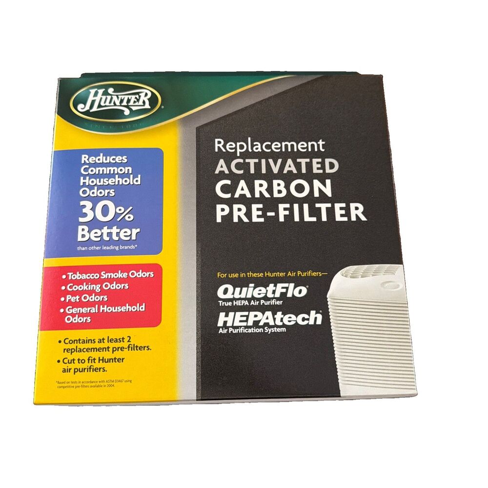 Hunter 30901 Universal Replacement Carbon Pre-Filter 2 Pack QuietFlo HEPATech